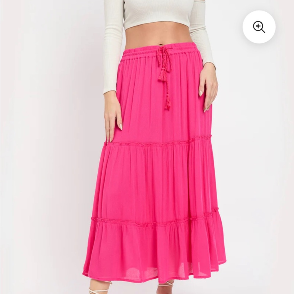 50%offw❤️ GYPSIE BLU Home Fuchsia Rayon Gauze Poly Knit Skirt For Women L